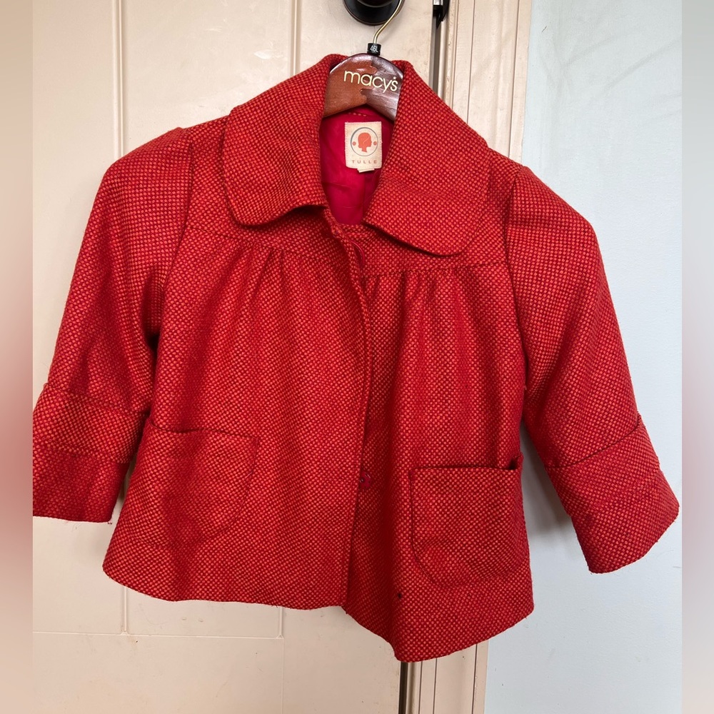 XS women’s wool swing coat great condition orange weave no flaws smoke free